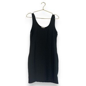 Black Bodycon Midi Dress Womens XL‎ Textured Sleeveless Stretch Love J 266
